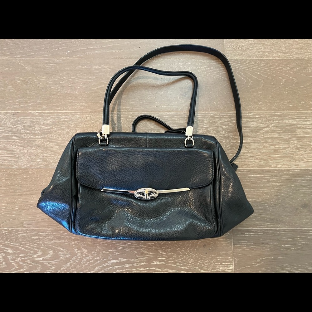 Coach trapeze style black leather purse
